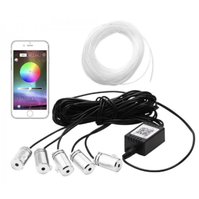 Kit 5 Benzi LED Lumini Ambientale auto RGB Control din Aplicatie Telefon 6 Metrii