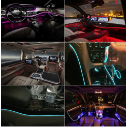 Kit 5 Benzi LED Lumini Ambientale auto RGB Control din Aplicatie Telefon 6 Metrii