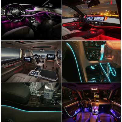 Kit 5 Benzi LED Lumini Ambientale auto RGB Control din Aplicatie Telefon 6 Metrii