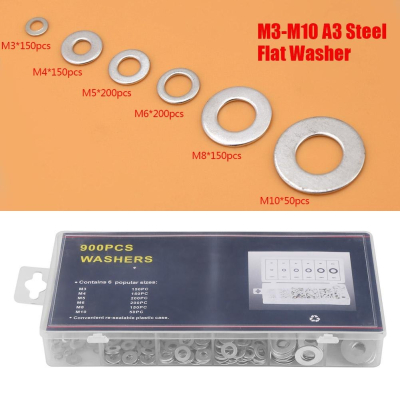 Kit  900 de garnituri plate din otel A3, include 6 dimensiuni diferite: M3 M4 M5 M6 M7 M8 M10
