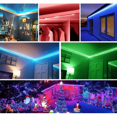 Kit Banda Led Rgb 15 Metri 3x5 Metri cu Telecomanda