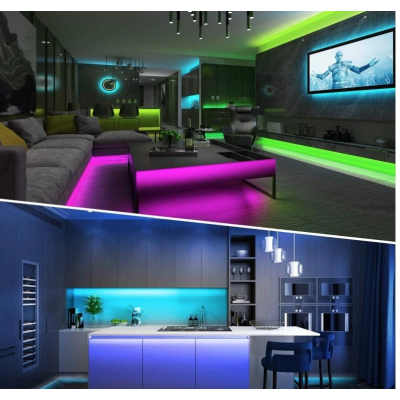 Kit Banda LED RGB Andowl Q T168 de 5 Metri Sincronizare Muzicala Bluetooth Controlul Aplicatie