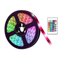 Kit Banda LED RGB cu Telecomanda 300 LED uri Lungime 5m 220V BS