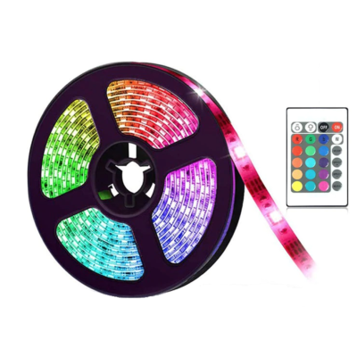 Kit Banda LED RGB cu Telecomanda 300 LED uri Lungime 5m 220V BS