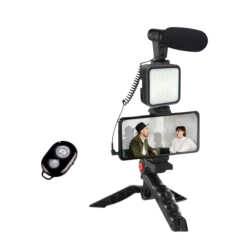Kit de vlogging cu trepied LED video și suport pentru telefon Q ZJ09