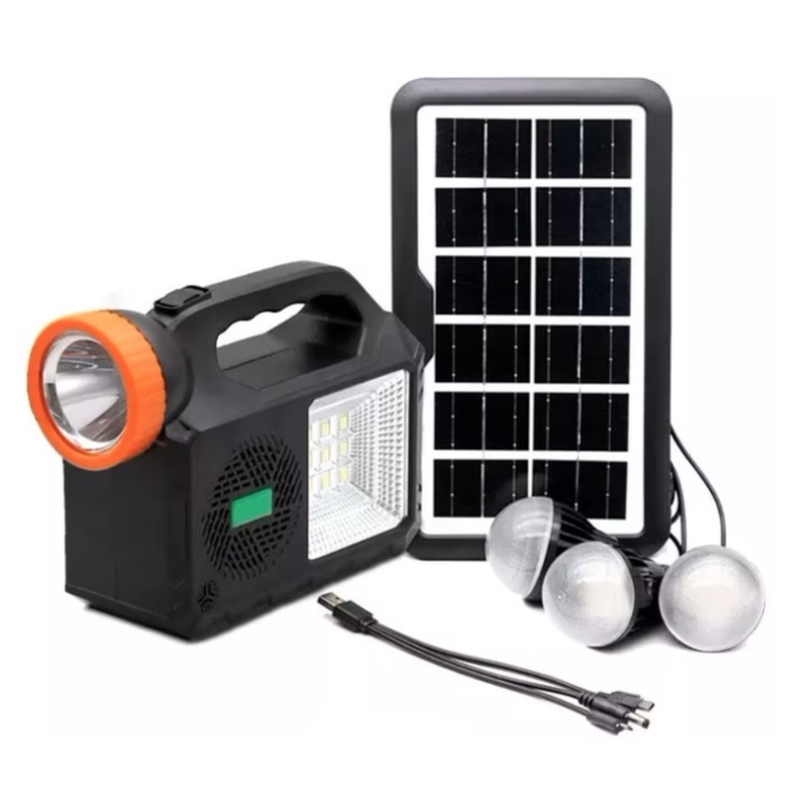 Kit solar camping GD 102 cu 3 becuri boxa BT radio powerbank 5000mAh