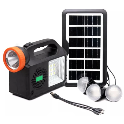 Kit solar de iluminare GD Times GD-102, 3 becuri, boxa BT, radio, 80W XL