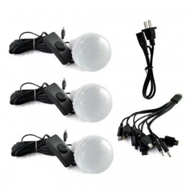 Kit solar GDLITE GD-7 PREMIUM 3 becuri, lanterna inclusa + usb incarcare XL