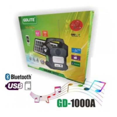 Kit solar portabil Gdlite GD-1000A USB bluetooth radio FM MP3 4 becuri incluse MIH