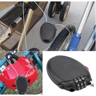 Lacat PREMIUM cu cablu retractabil si cifru Negru