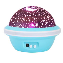 Lampa de veghe rotativa cu proiectie de stele si luna model planeta ALBASTRA