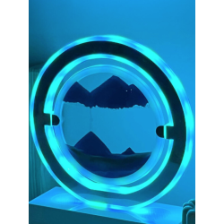 Lampa decorativa pentru birou cu LED multicolor tip tablou cu nisip miscator 3D clepsidra rotativa