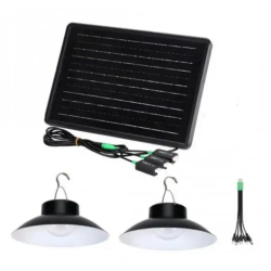 Lampa impermeabila pentru exterior CC9015 cu 2 becuri tip aplice si panou solar