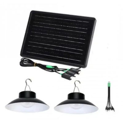 Lampa impermeabila pentru exterior CC9015 cu 2 becuri tip aplice si panou solar