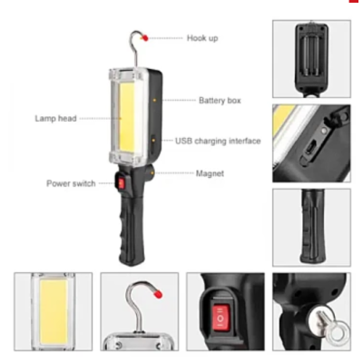 Lampa Lucru COB LED Acumulator la USB magnet carlig agatare ZJ8859
