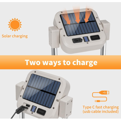 Lampa multifunctionala cu incarcare solara CH 23060B cu suport telescopic 165 cm