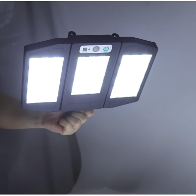 Lampa solara 30w  tripla de perete cu senzor de lumina si miscare cu telecomanda IP65