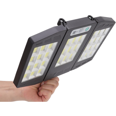 Lampa solara 30w  tripla de perete cu senzor de lumina si miscare cu telecomanda IP65
