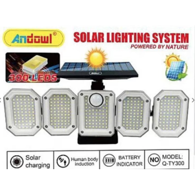 Lampa solara Andowl Q TY300 cu 5 casete 300 LED pentru exterior