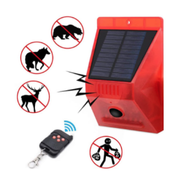 Lampa solara cu alarma pentru protectie cu senzor de miscare telecomanda rosie 