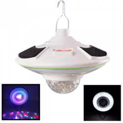 Lampa solara cu LED alb rece si glob rotativ disco 21 cm HB5509