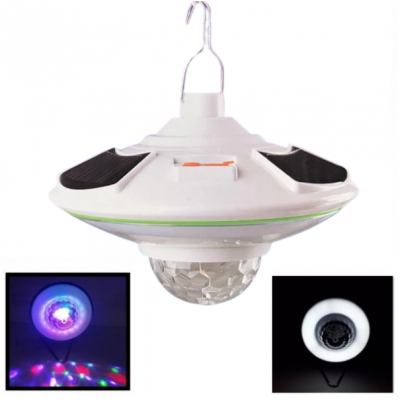 Lampa solara cu LED alb rece si glob rotativ disco 21 cm HB5509