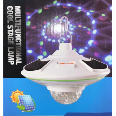 Lampa solara cu LED alb rece si glob rotativ disco 21 cm HB5509