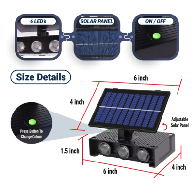Lampa solara de perete 6 LED lumina RGB multicolora