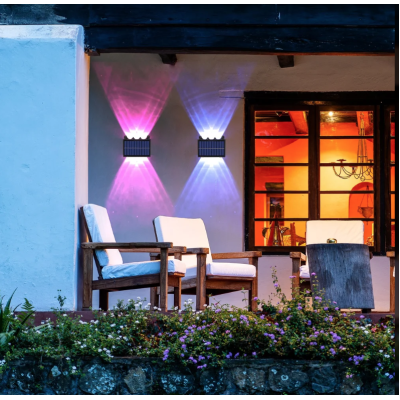 Lampa solara de perete 6 LED lumina RGB multicolora