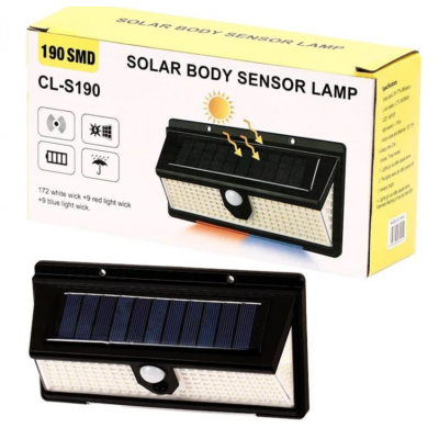 Lampa solara de perete CL S190 senzor de miscare 190SMD