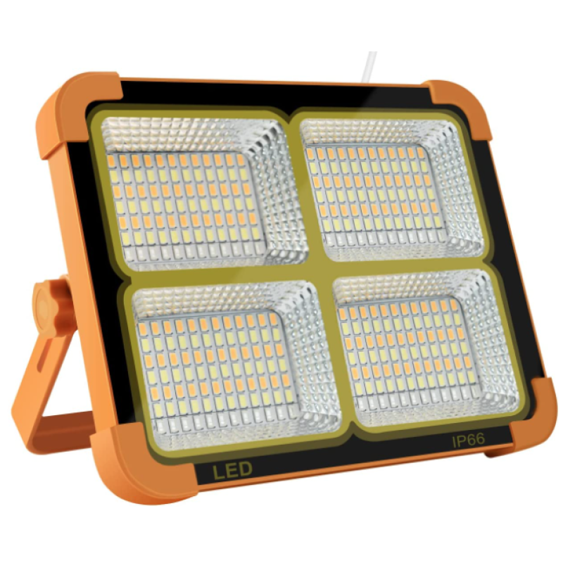 Lampa solara portabila de lucru functie incarcator 336 Leduri reincarcabila 500W temperatura 6500K Portocalie