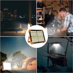 Lampa solara portabila de lucru functie incarcator 336 Leduri reincarcabila 500W temperatura 6500K Portocalie