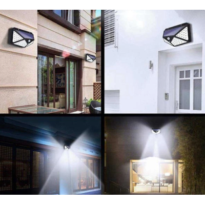 Lampa Solara Senzor De Miscare 100 LED 120 Grade Baterie 18650