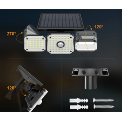 Lampa solara tripla LF-1789A de perete cu senzor miscare