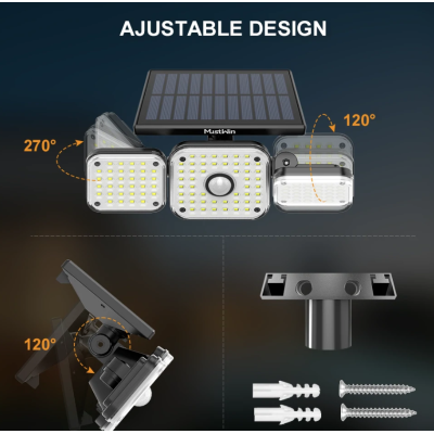 Lampa solara tripla LF-1789A de perete cu senzor miscare
