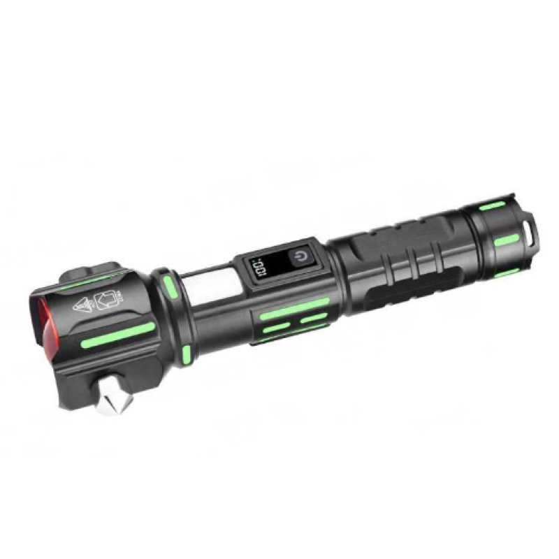 Lanterna aluminiu RTY 827 cu LED 30W incarcare USB acumulator 18650 lampa COB Ciocan de Urgenta si Cutter
