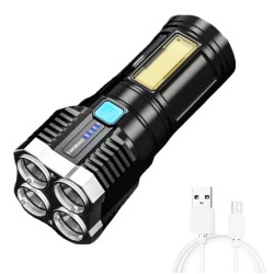Lanterna cu 4 LED-uri reincarcabila prin USB super-luminoasa raza actiune 300m