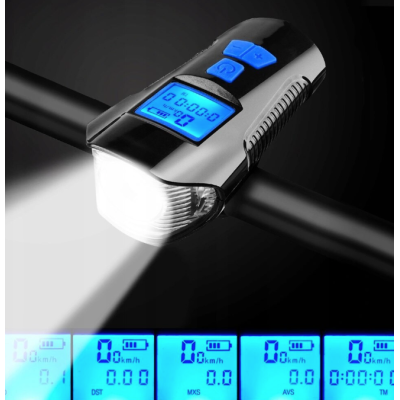 Lanterna de Bicicleta FY317 cu Claxon si Kilometraj DIGITAL