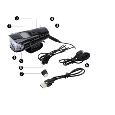 Lanterna de Bicicleta FY317 cu Claxon si Kilometraj DIGITAL