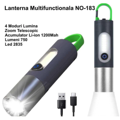 Lanterna de Camping 20cm cu Acumulator si Agatatoare Digital Thunder XST 836