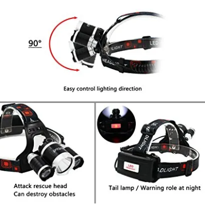 Lanterna de cap cu 3 LED reincarcabila R3000
