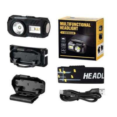 Lanterna de cap T131 cu senzor de miscare si clema pentru palarie USB XPE LED 400 lm