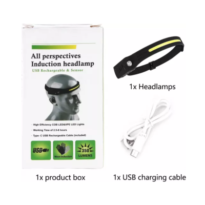 Lanterna de cap tip banda cu acumulator intern frontala si senzor de miscare JF 001