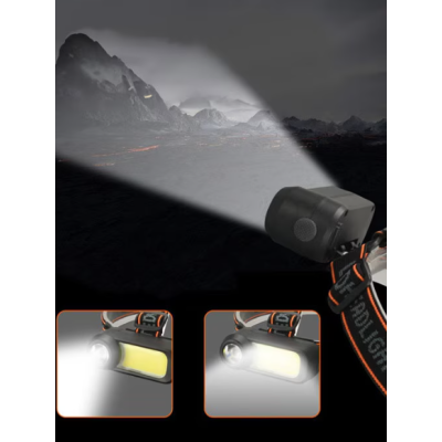 Lanterna de cap WH 1707 cu led XPE+COB ajustabila 90 de grade 2 moduri iluminare