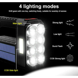 Lanterna de mana 8 LED+COB cu incarcare solara si USB Q SD623