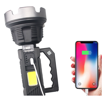 Lanterna de mana cu LED TD 999 de 50W cu 8000 lumeni acumulator integrat lumina laterala COB