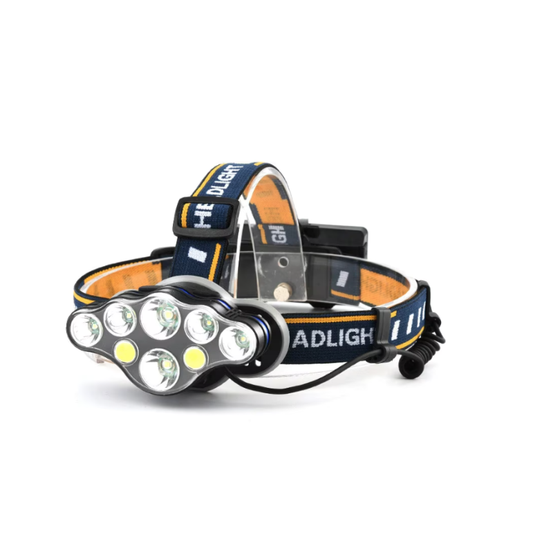 Lanterna frontala de cap 8 LED prindere pe cap RD C093 Albastru cu galben