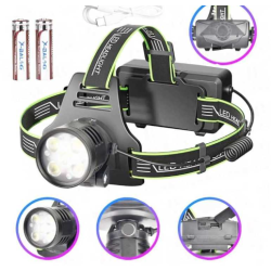 Lanterna frontala de cap BL A29 5 cu 2 acumulatori Li-ion 18650 incarcare USB 5 LED tip P50