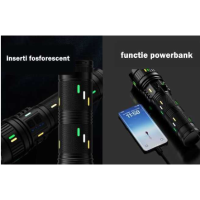 Lanterna profesionala CB G400Y din aluminiu resistenta la socuri cu led 300w 4 acumulatori 181350 incarcare USB