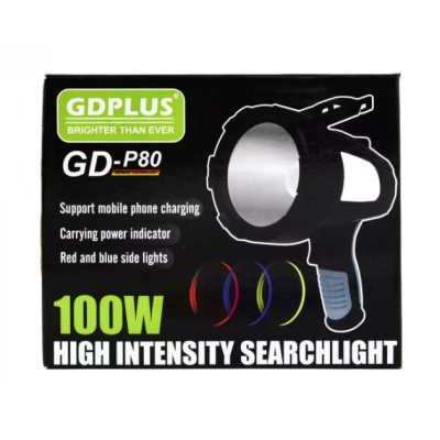 Lanterna reincarcabila 100W pliabila GD P80 cu 3 filtre color culoare negru